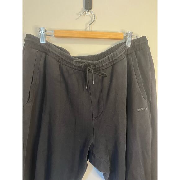 BOSS Hugo Boss COTTON TRACKSUIT BOTTOMS w/CURVED LOGO Black Medium Weight sz 3XL - Picture 8 of 13